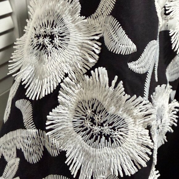 Chico’s Black Midi Dress Embroidered Puff Sleeve 3 (XL) NWT - Picture 5 of 9